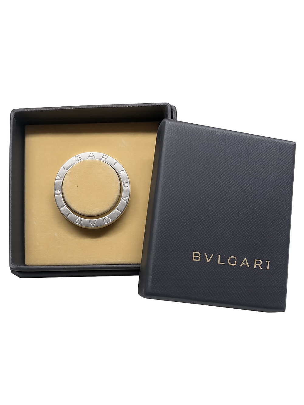 Authentic Bvlgari Sterling Silver Logo Key Ring w/ Box